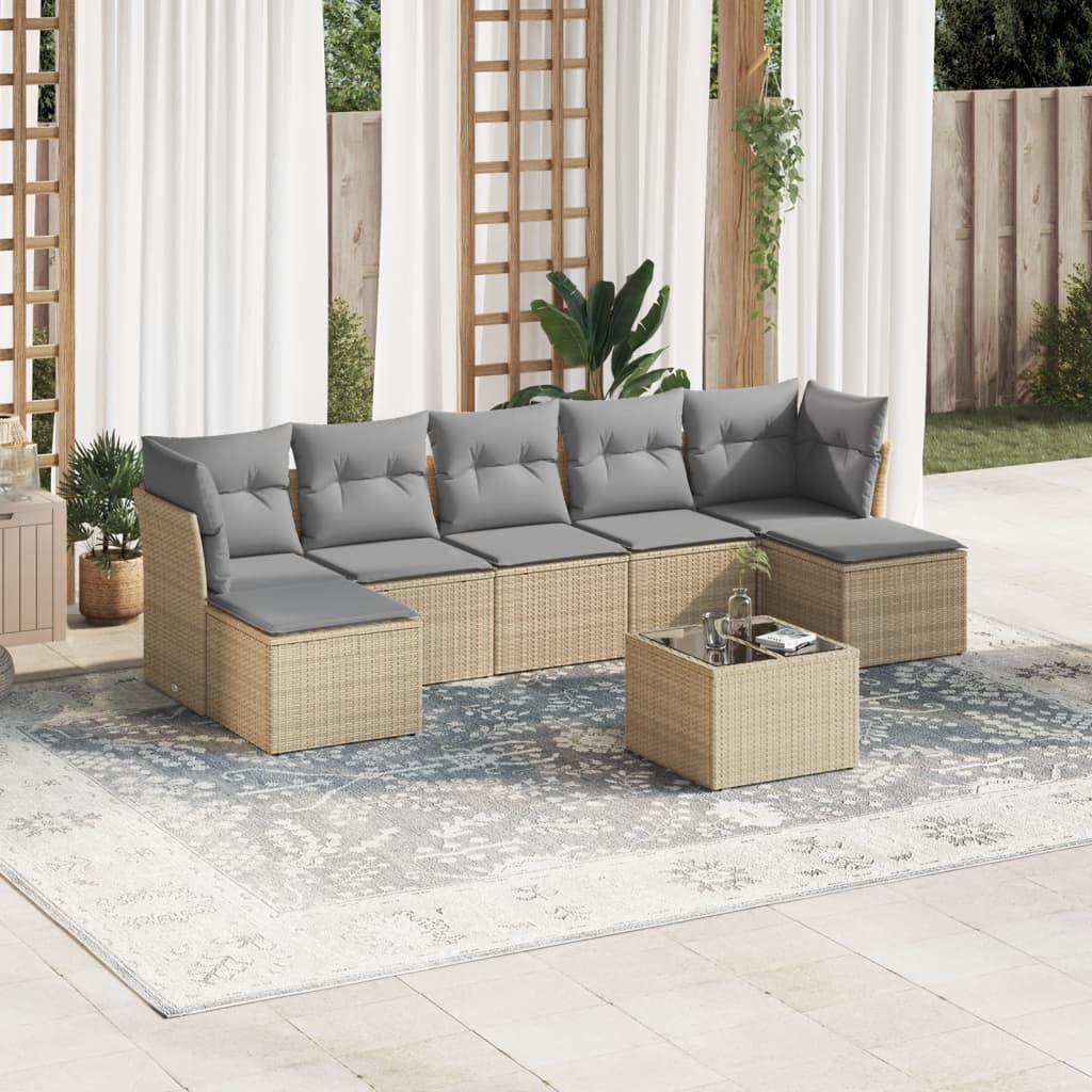 Set Canapele De Grădină Cu Perne, 7 Piese, , Poliratan