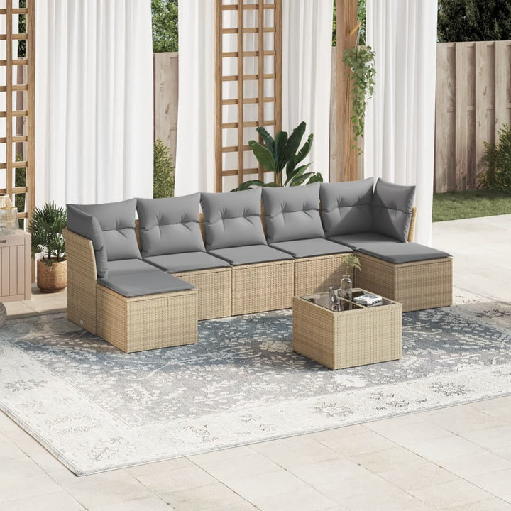 Set Canapele De Grădină Cu Perne, 7 Piese, , Poliratan