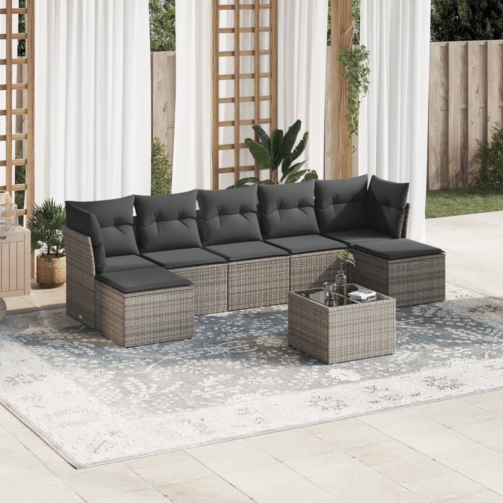 Set Canapele De Grădină Cu Perne, 7 Piese, , Poliratan