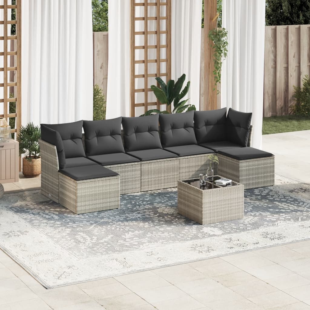 Set Canapele De Grădină Cu Perne, 7 Piese, , Poliratan