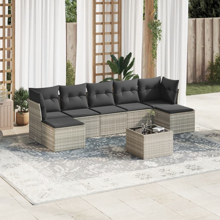 Set Canapele De Grădină Cu Perne, 7 Piese, , Poliratan