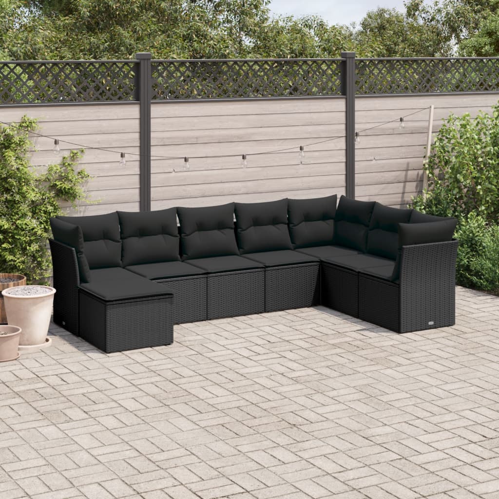 Set Canapele De Grădină Cu Perne, 8 Piese, , Poliratan