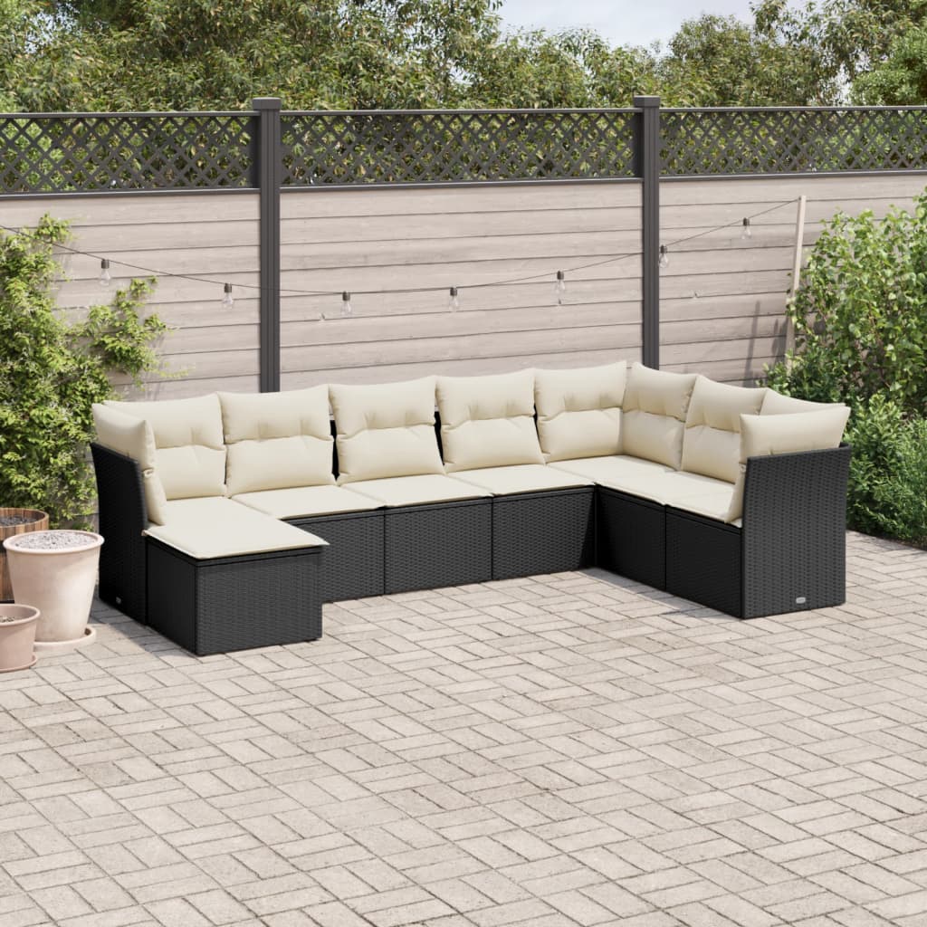 Set Canapele De Grădină Cu Perne, 8 Piese, , Poliratan