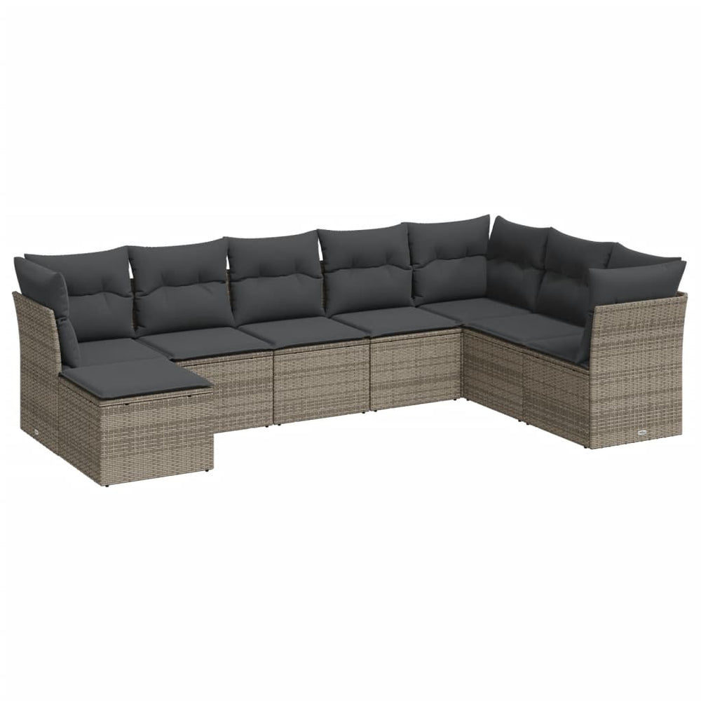 Set Canapele De Grădină Cu Perne, 8 Piese, , Poliratan