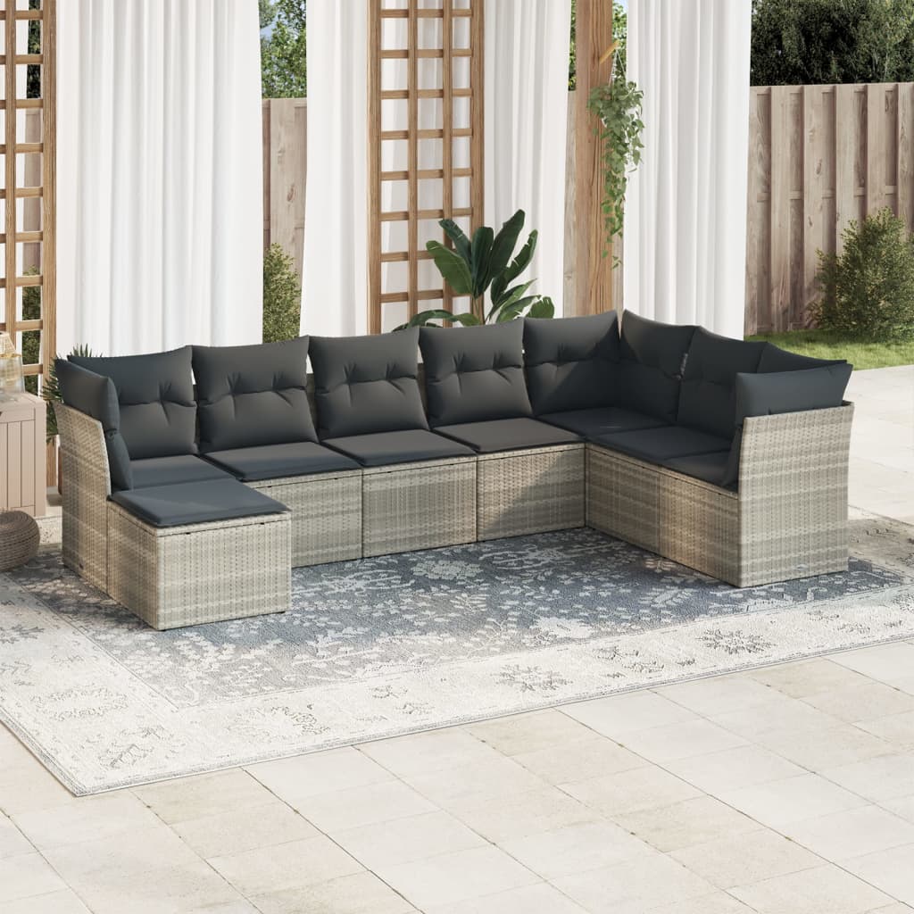 Set Canapele De Grădină Cu Perne, 8 Piese, , Poliratan
