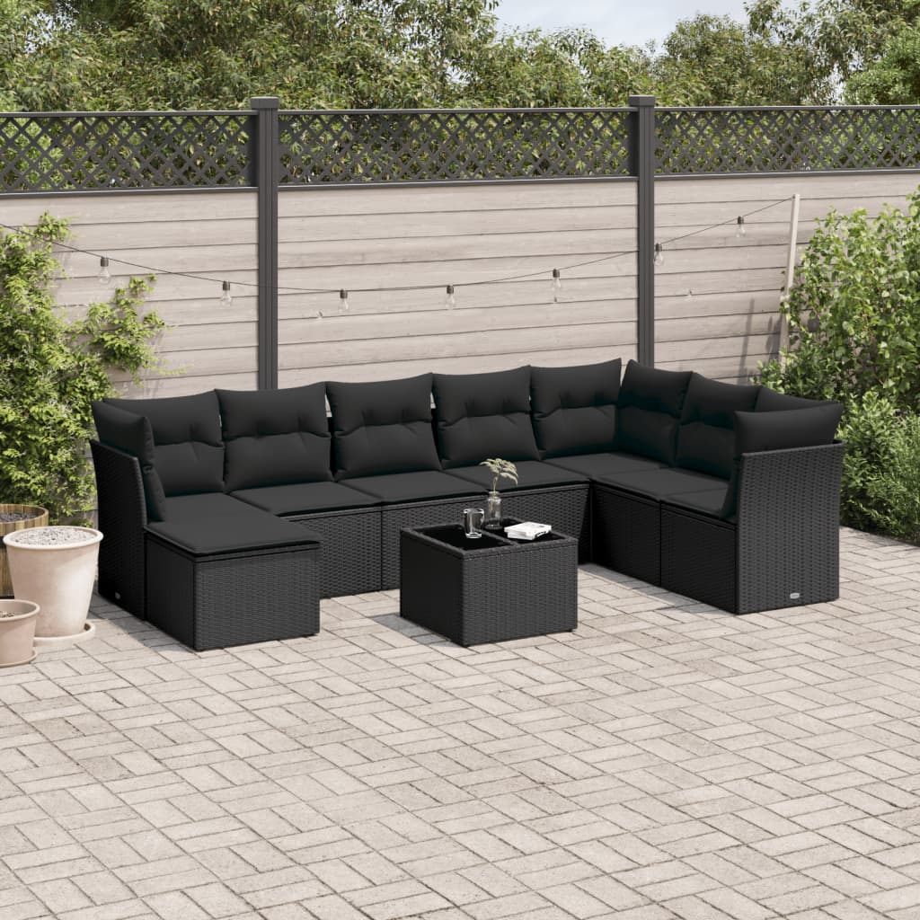 Set Canapele De Grădină Cu Perne, 8 Piese, , Poliratan