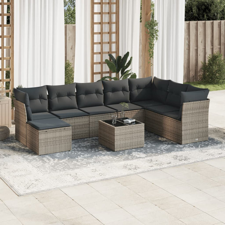 Set Canapele De Grădină Cu Perne, 8 Piese, , Poliratan