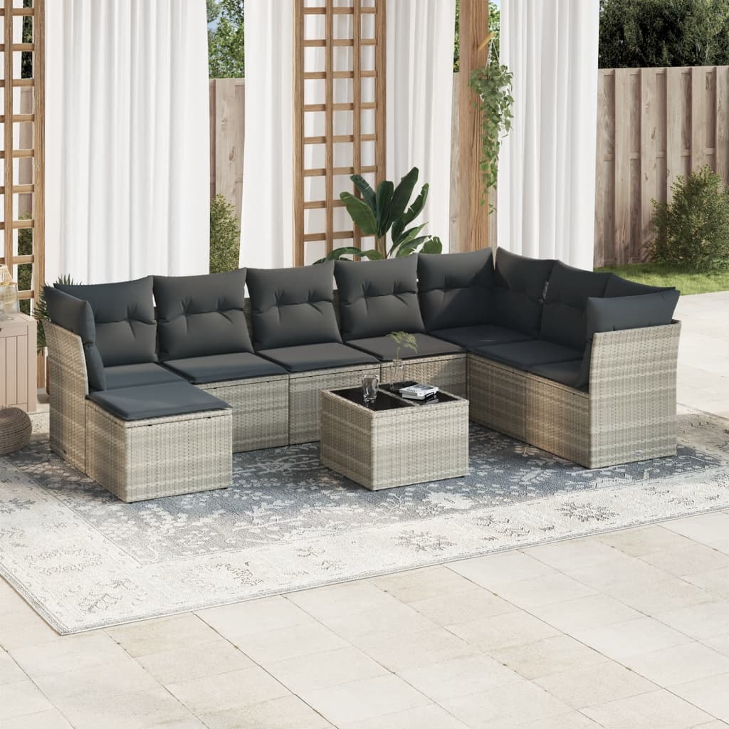 Set Canapele De Grădină Cu Perne, 8 Piese, , Poliratan