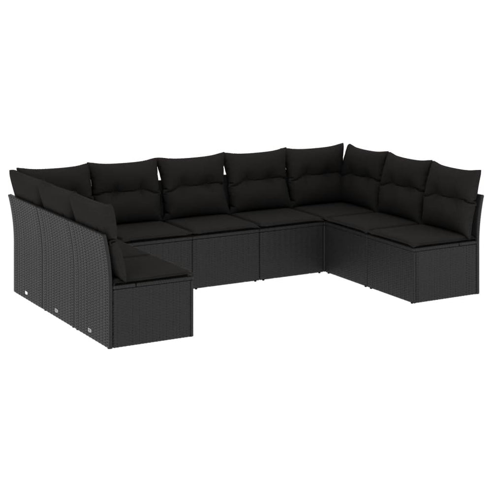 Set Mobilier De Grădină Cu Perne, 9 Piese, , Poliratan