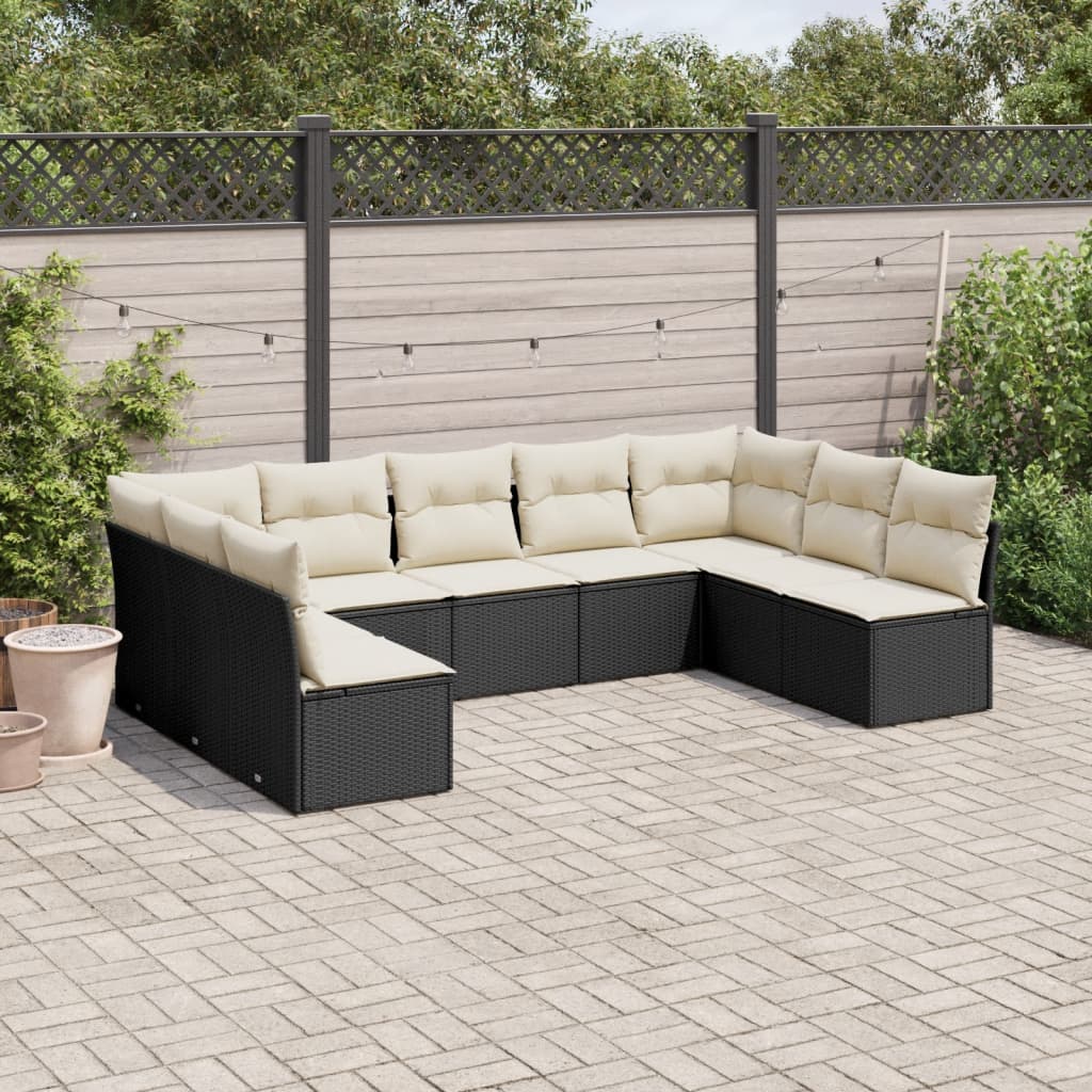 Set Mobilier De Grădină Cu Perne, 9 Piese, , Poliratan