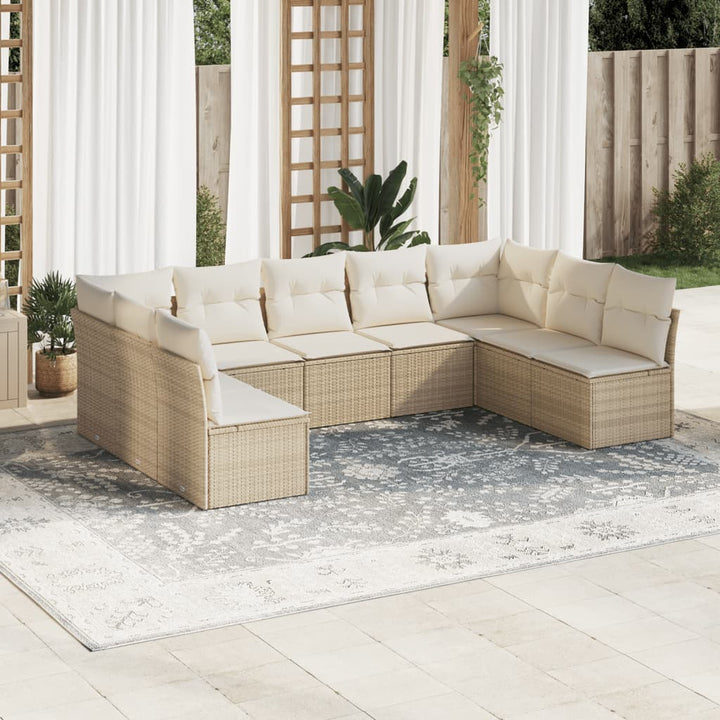 Set Mobilier De Grădină Cu Perne, 9 Piese, , Poliratan