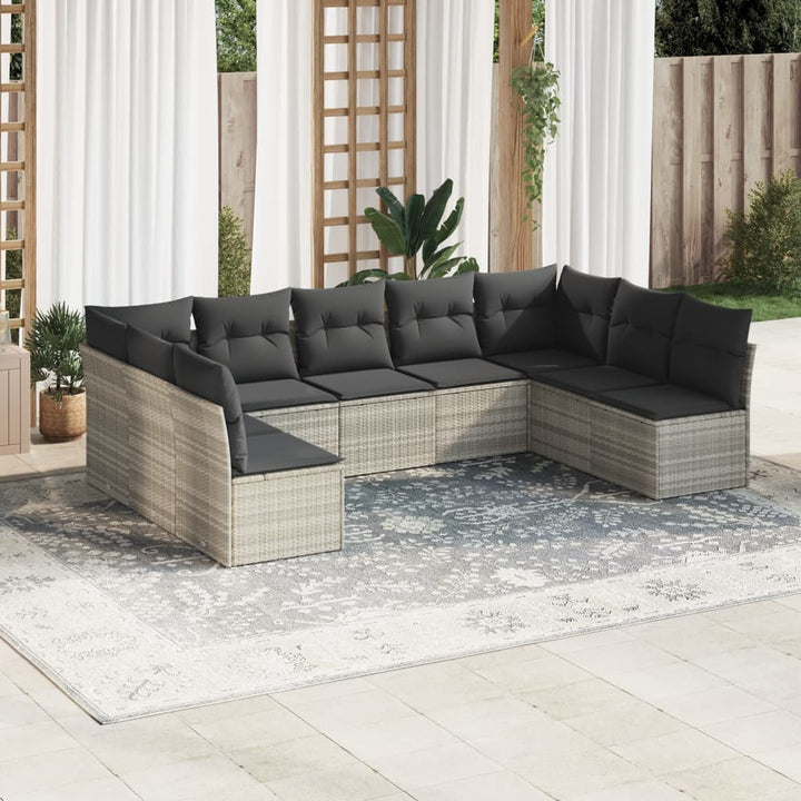 Set Mobilier De Grădină Cu Perne, 9 Piese, , Poliratan