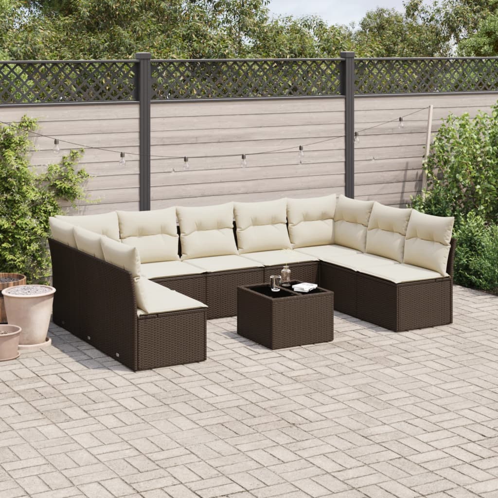 Set Mobilier De Grădină Cu Perne, 9 Piese, , Poliratan
