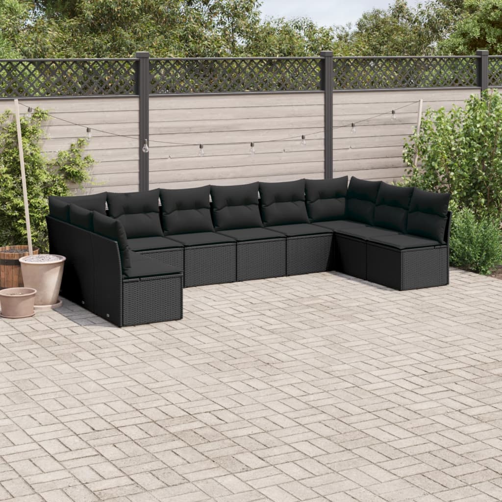 Set Mobilier De Grădină Cu Perne, 10 Piese, , Poliratan