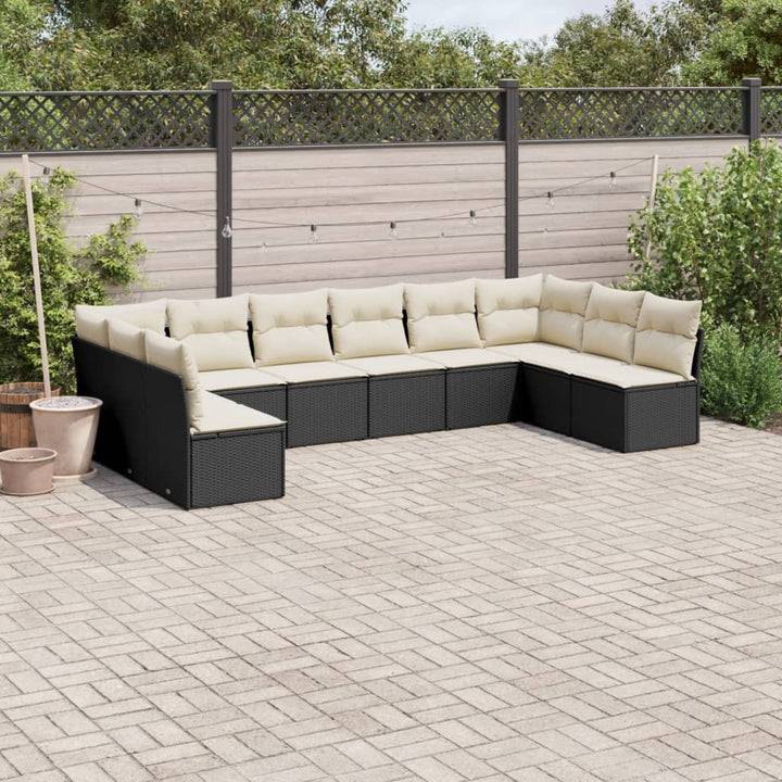 Set Mobilier De Grădină Cu Perne, 10 Piese, , Poliratan