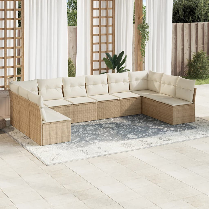 Set Mobilier De Grădină Cu Perne, 10 Piese, , Poliratan
