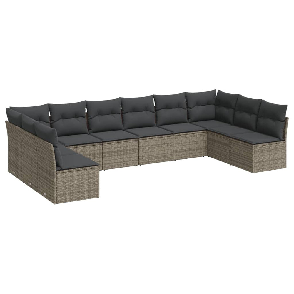 Set Mobilier De Grădină Cu Perne, 10 Piese, , Poliratan