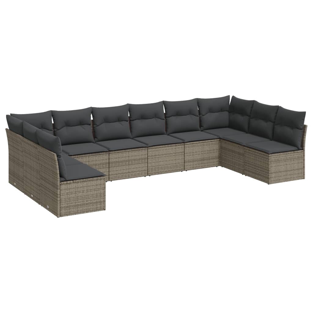 Set Mobilier De Grădină Cu Perne, 10 Piese, , Poliratan