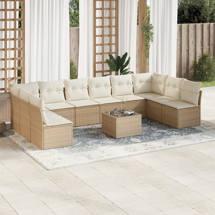 Set Mobilier De Grădină Cu Perne, 10 Piese, , Poliratan