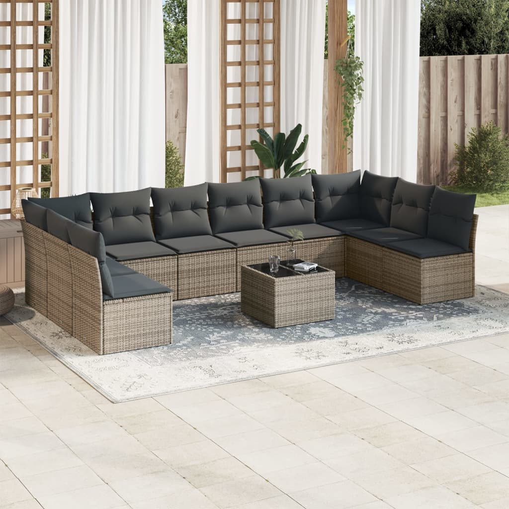 Set Mobilier De Grădină Cu Perne, 10 Piese, , Poliratan