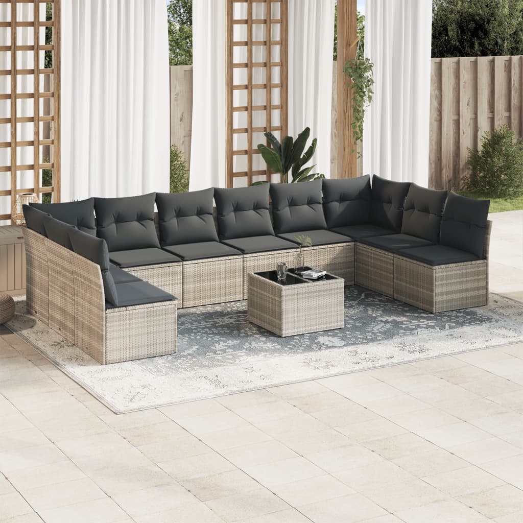 Set Mobilier De Grădină Cu Perne, 10 Piese, , Poliratan