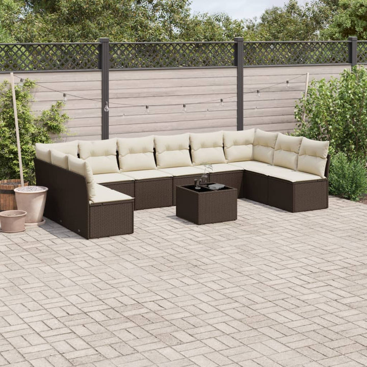 Set Mobilier De Grădină Cu Perne, 10 Piese, , Poliratan