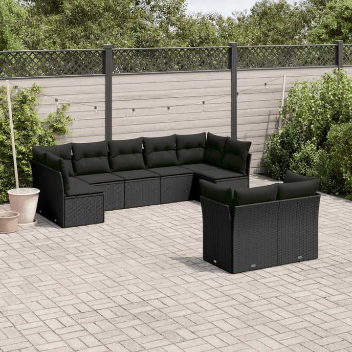 Set Canapele De Grădină, 9 Piese, Cu Perne, Bej, Poliratan