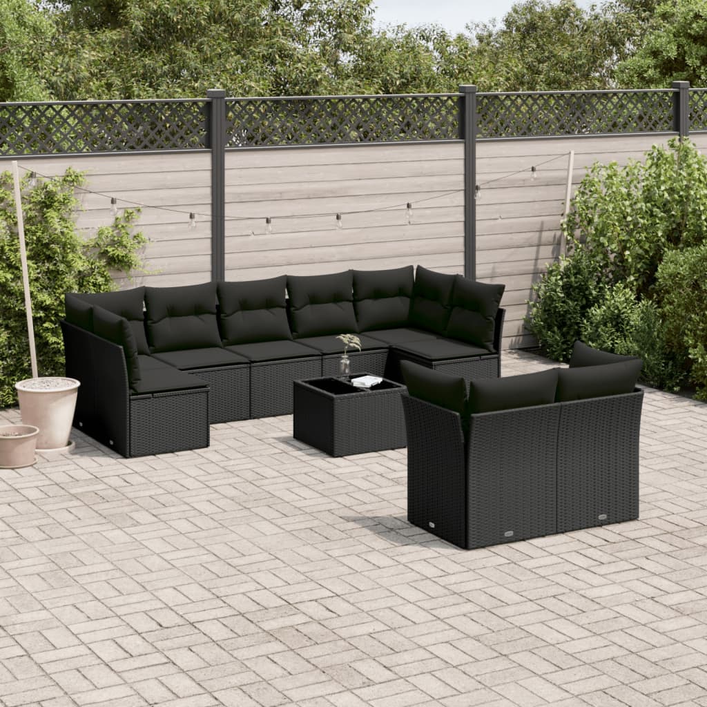 Set Canapele De Grădină, 9 Piese, Cu Perne, Bej, Poliratan