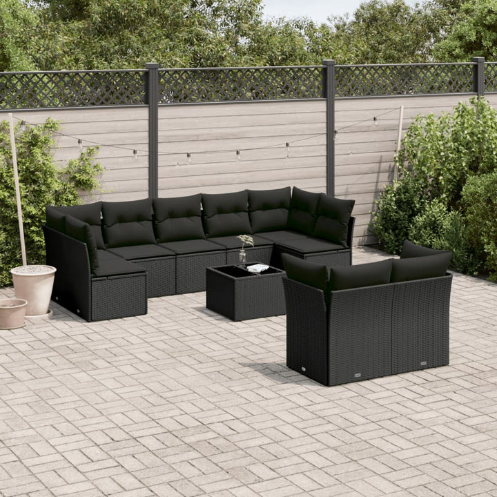 Set Canapele De Grădină, 9 Piese, Cu Perne, Bej, Poliratan