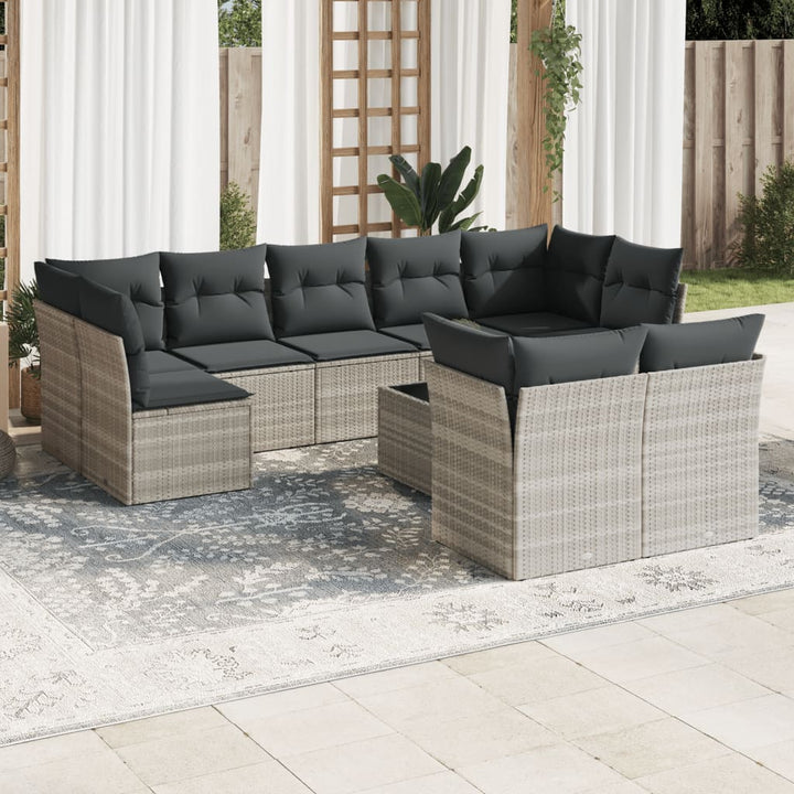 Set Canapele De Grădină, 9 Piese, Cu Perne, Bej, Poliratan
