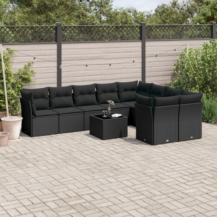 Set Canapele De Grădină, 9 Piese, Cu Perne, Bej, Poliratan