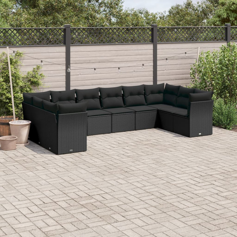 Set Canapele De Grădină Cu Perne, 10 Piese, , Poliratan