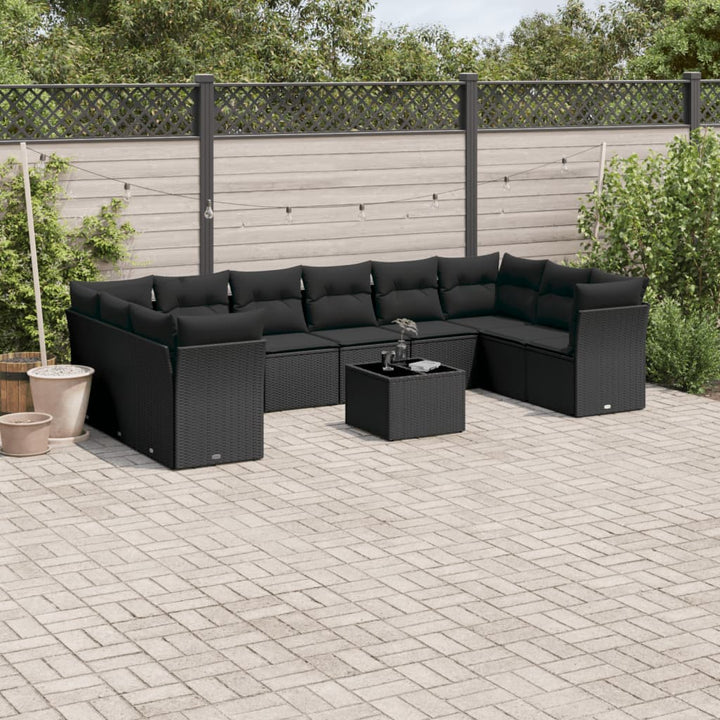 Set Canapele De Grădină Cu Perne, 10 Piese, , Poliratan