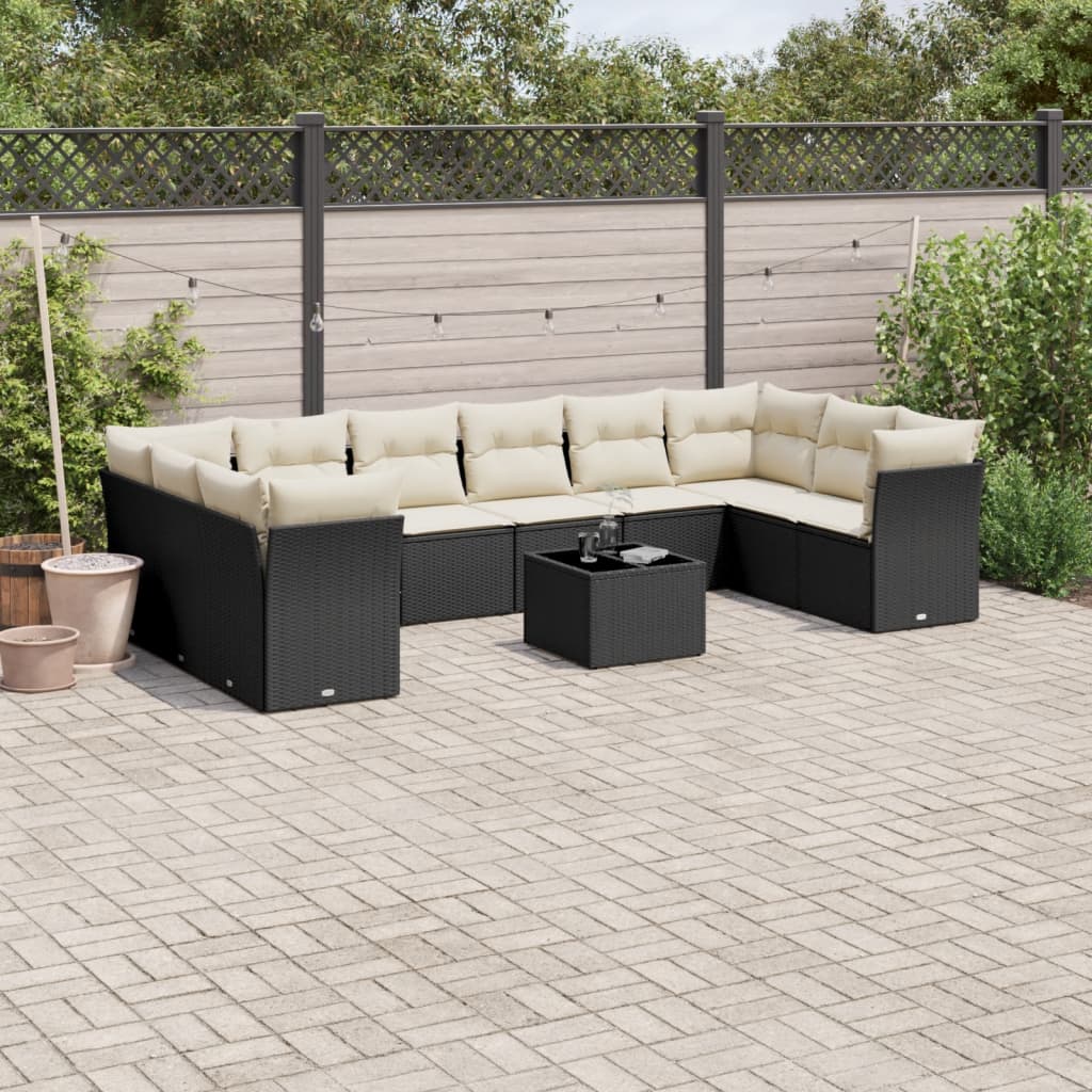 Set Canapele De Grădină Cu Perne, 10 Piese, , Poliratan