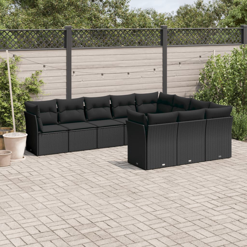Set Canapele De Grădină Cu Perne, 10 Piese, Bej, Poliratan
