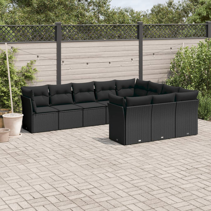 Set Canapele De Grădină Cu Perne, 10 Piese, Bej, Poliratan
