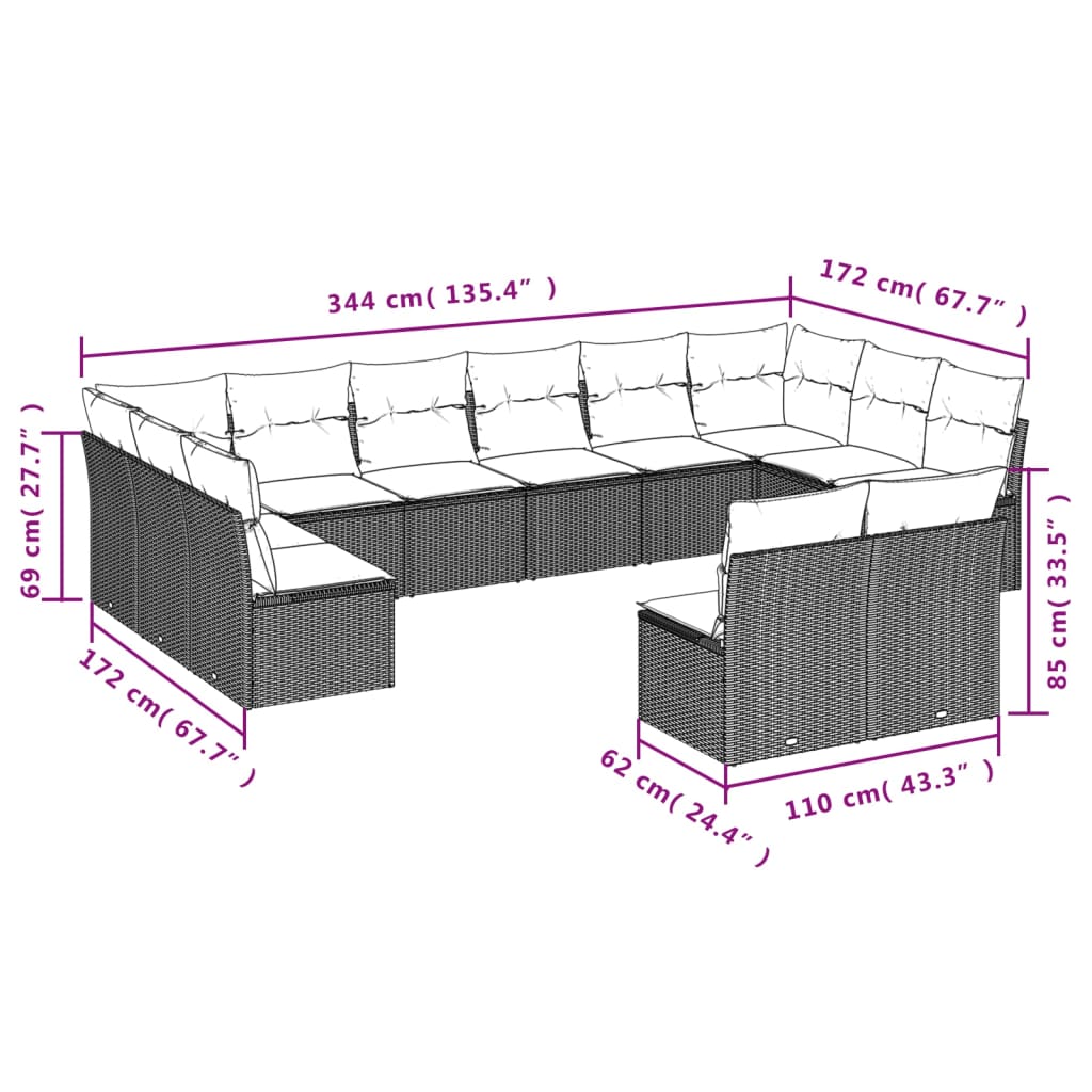 Set Mobilier De Grădină Cu Perne, 9 Piese, , Poliratan