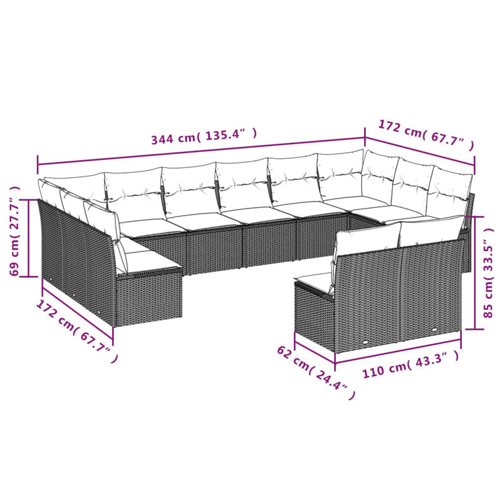 Set Mobilier De Grădină Cu Perne, 9 Piese, , Poliratan