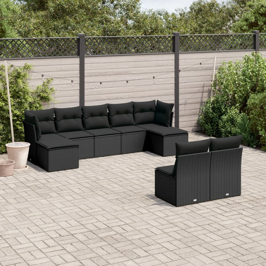 Set Mobilier De Grădină Cu Perne, 9 Piese, , Poliratan