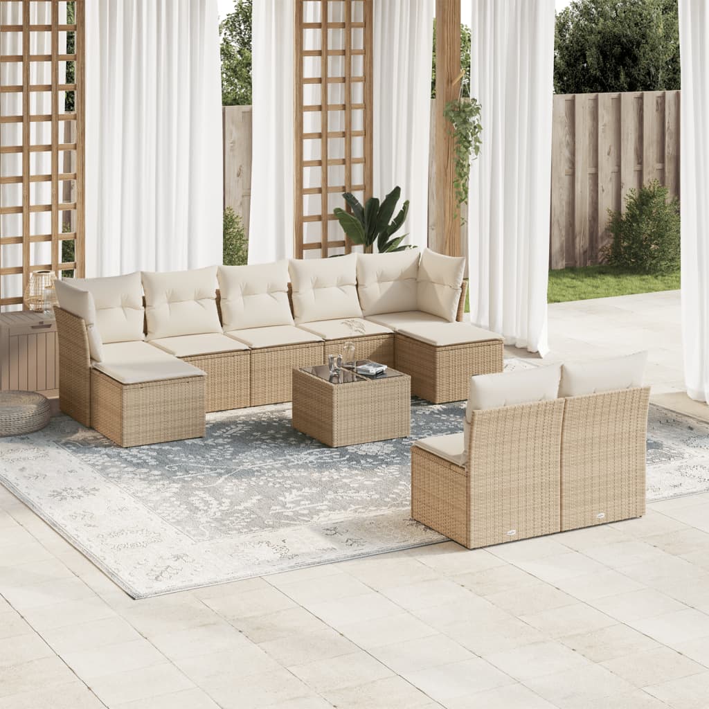 Set Mobilier De Grădină Cu Perne, 9 Piese, , Poliratan