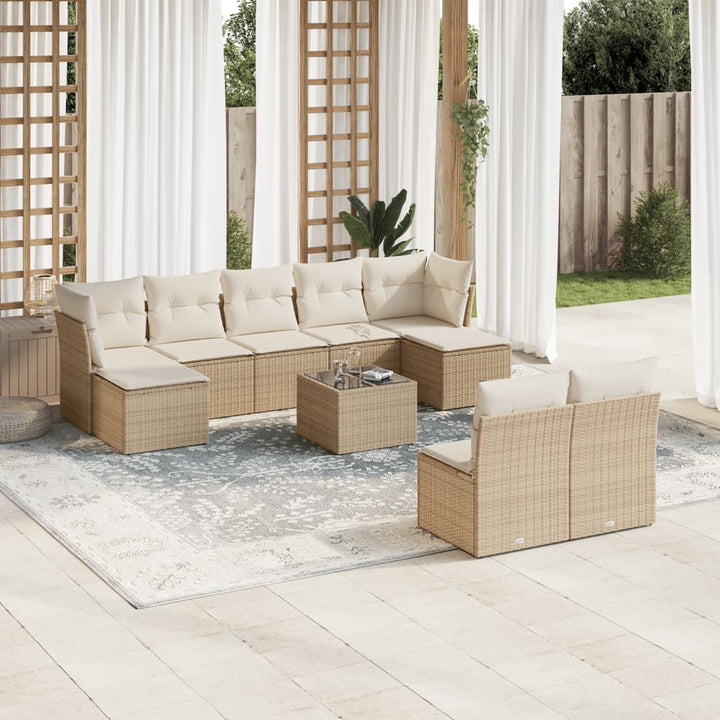 Set Mobilier De Grădină Cu Perne, 9 Piese, , Poliratan