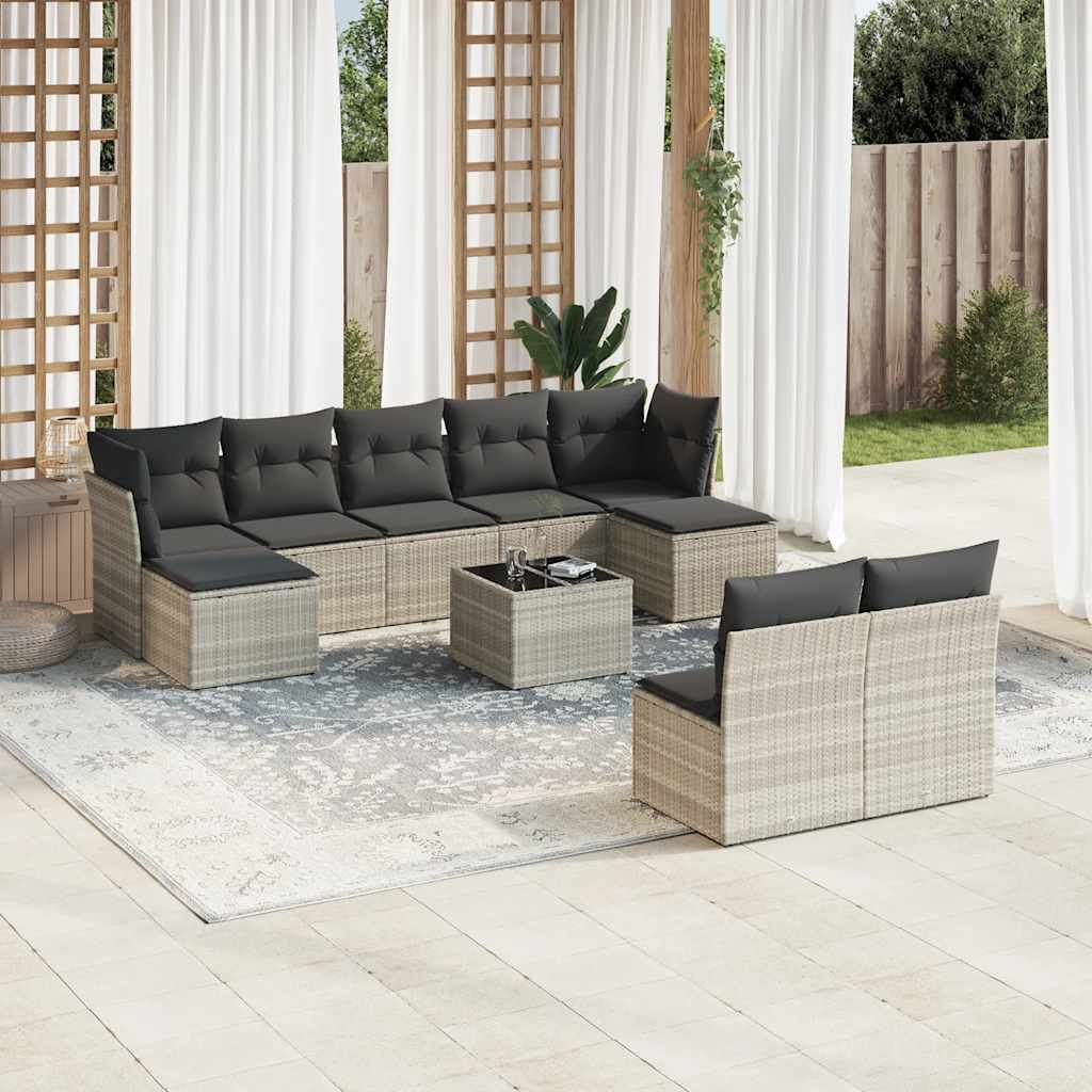 Set Mobilier De Grădină Cu Perne, 9 Piese, , Poliratan