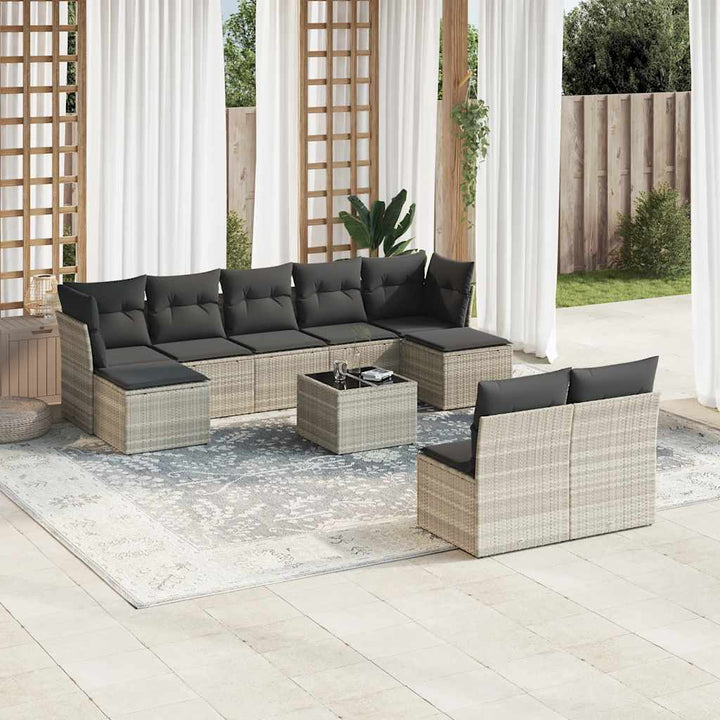 Set Mobilier De Grădină Cu Perne, 9 Piese, , Poliratan