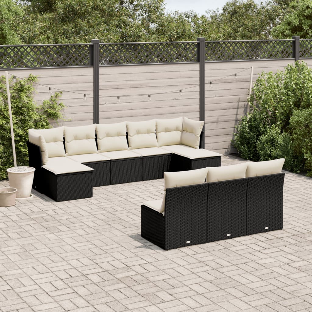 Set Mobilier De Grădină Cu Perne, 10 Piese, , Poliratan