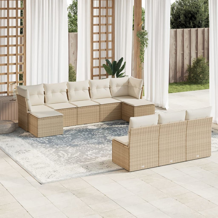 Set Mobilier De Grădină Cu Perne, 10 Piese, , Poliratan