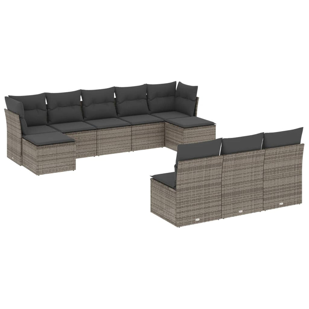 Set Mobilier De Grădină Cu Perne, 10 Piese, , Poliratan