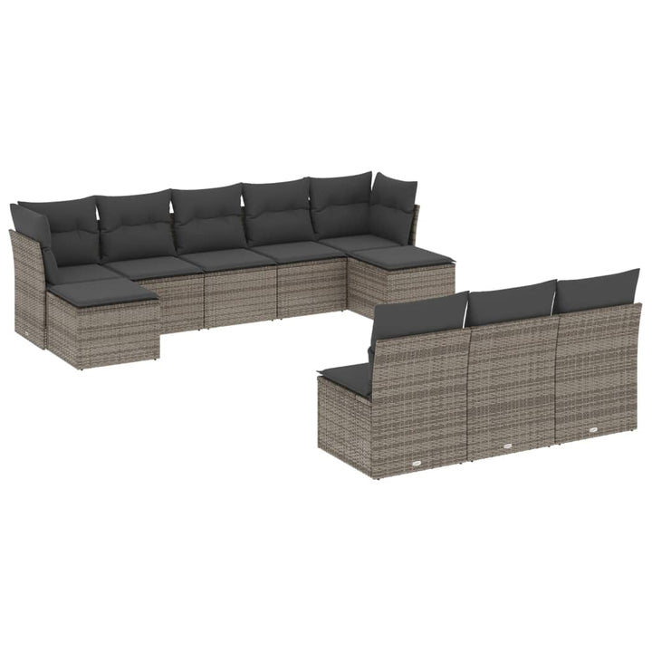 Set Mobilier De Grădină Cu Perne, 10 Piese, , Poliratan