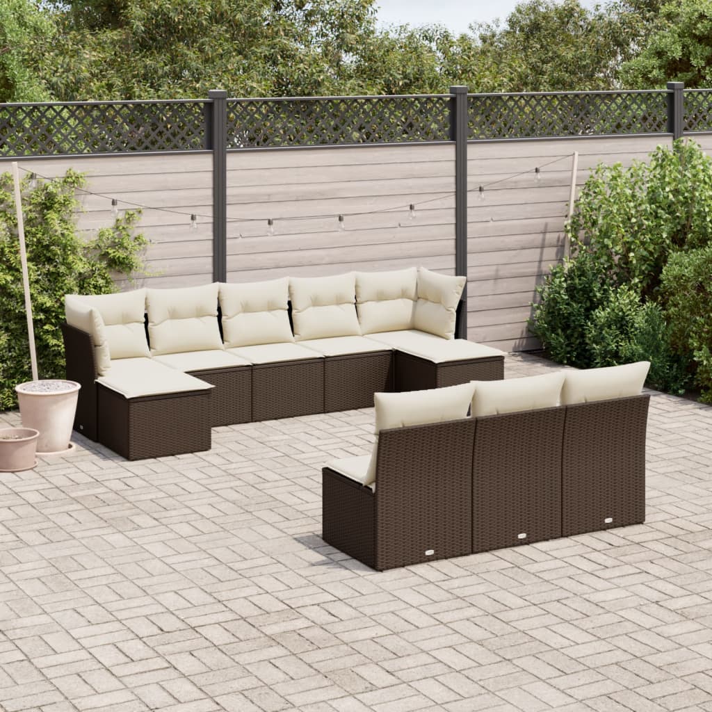 Set Mobilier De Grădină Cu Perne, 10 Piese, , Poliratan