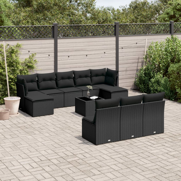 Set Mobilier De Grădină Cu Perne, 10 Piese, , Poliratan