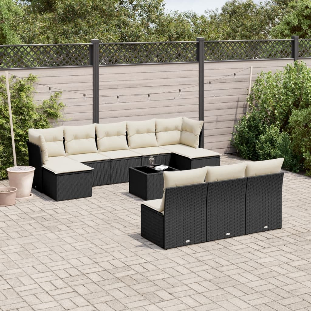 Set Mobilier De Grădină Cu Perne, 10 Piese, , Poliratan